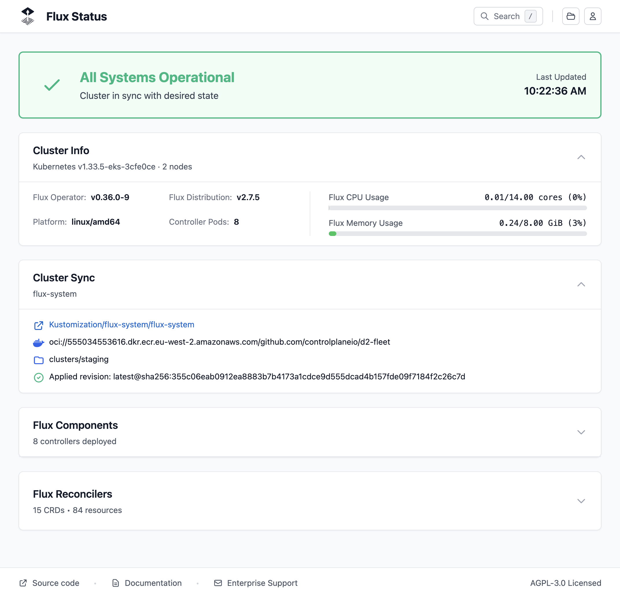 Flux Status Page Dashboard