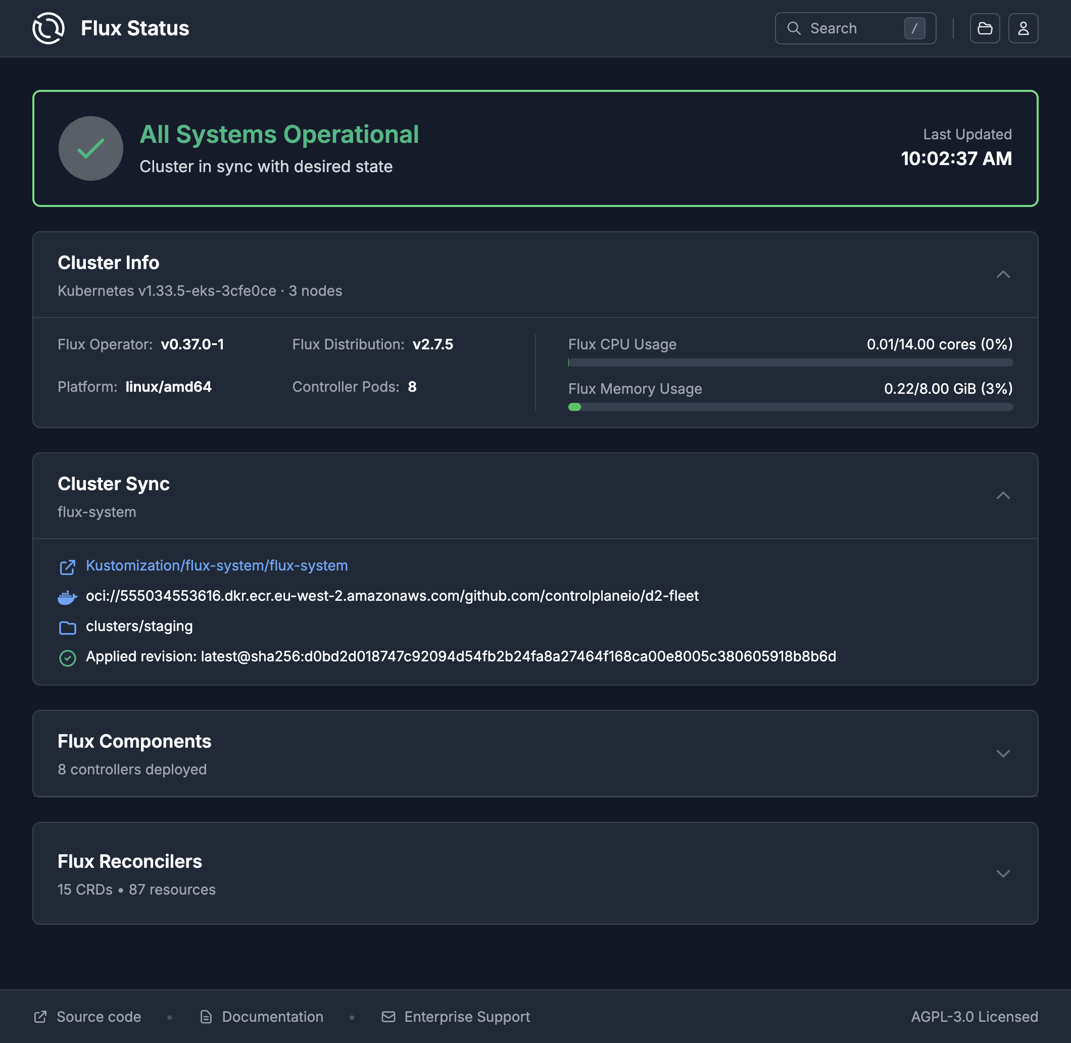 Flux Status Page Dashboard